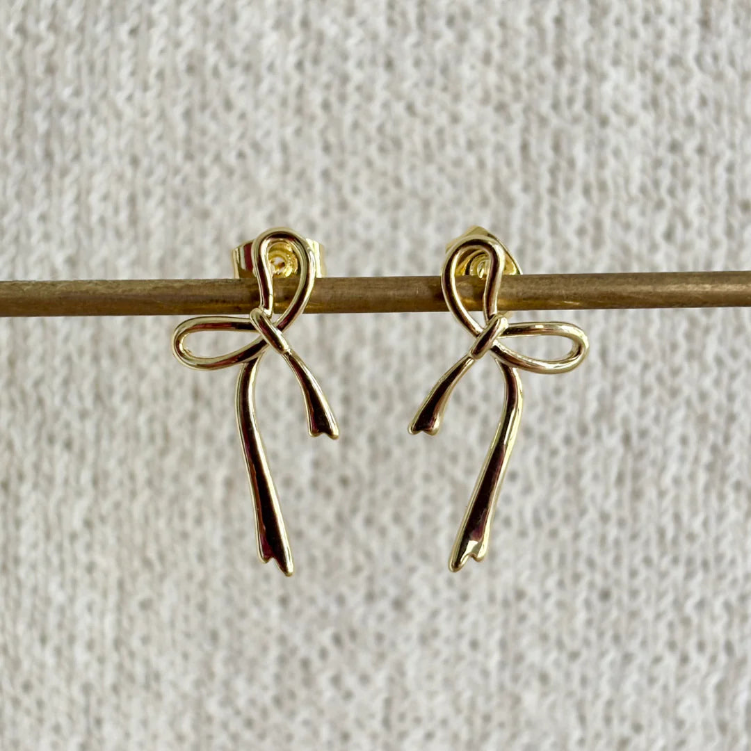 Golden Bow Ear Studs