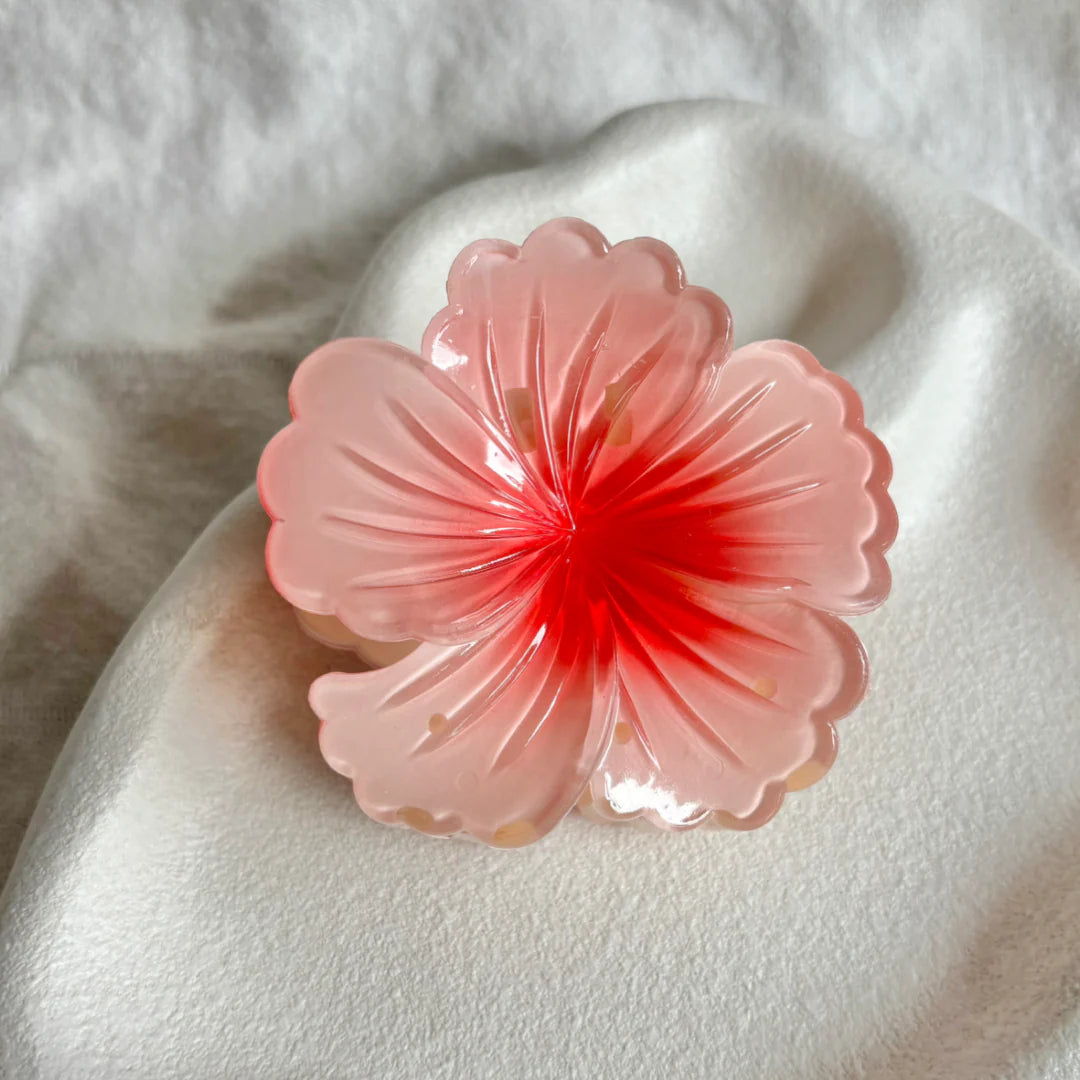 Hibiscus hair clip in Tangerine