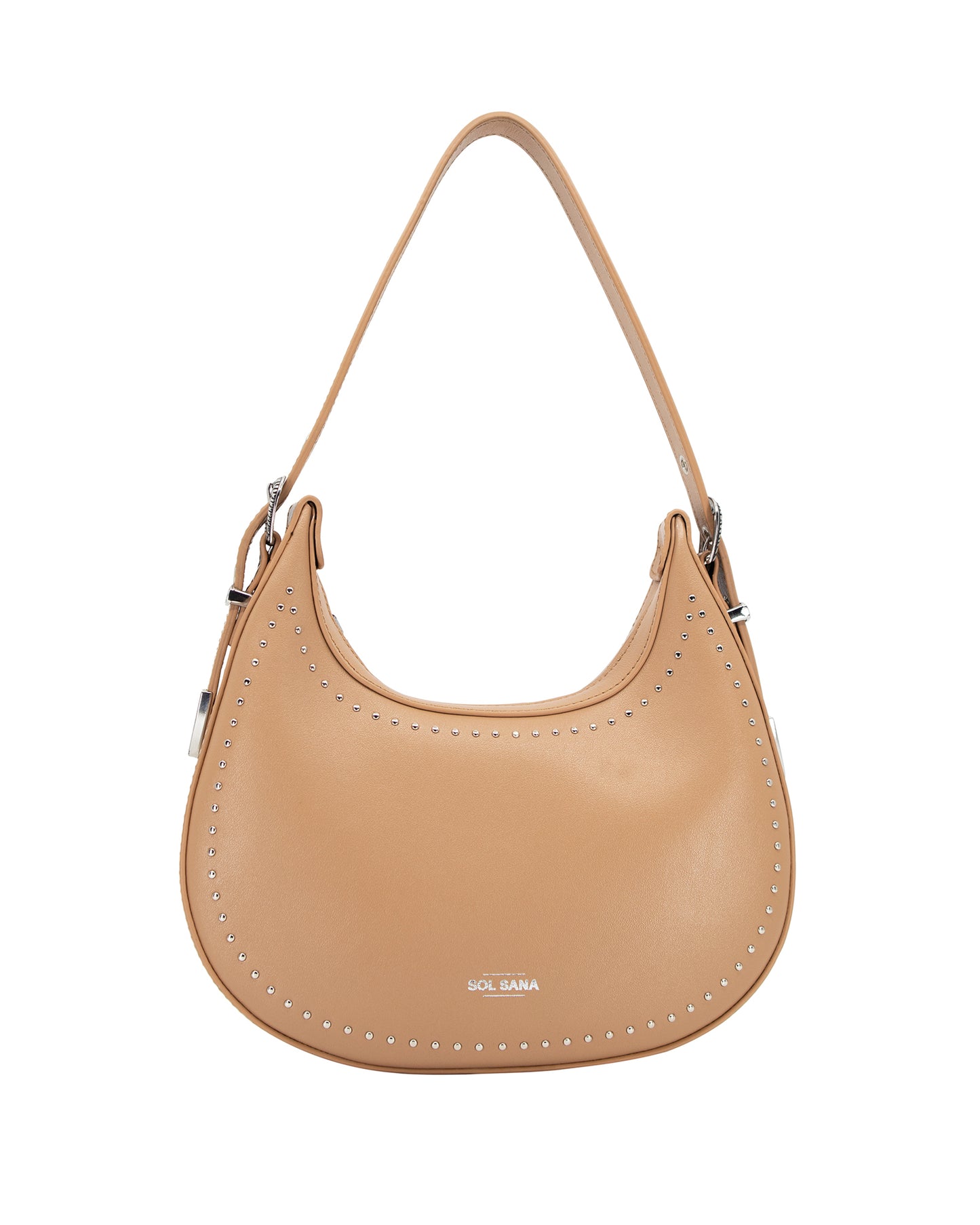 ONE LEFT- Crescent Bag in Tan/Silver