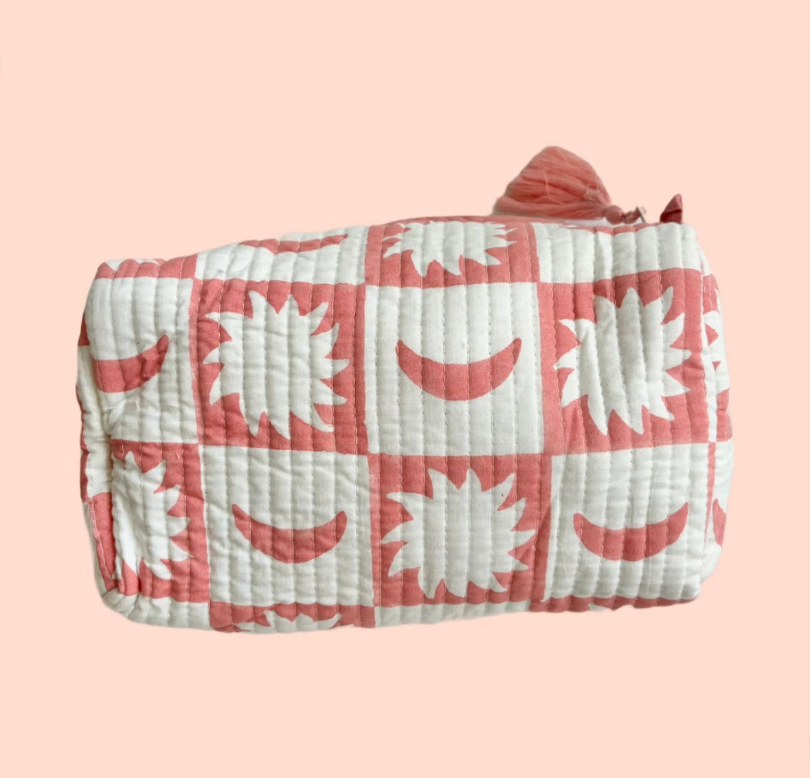 Indie Cosmetic Bag- Sun Time in Coral