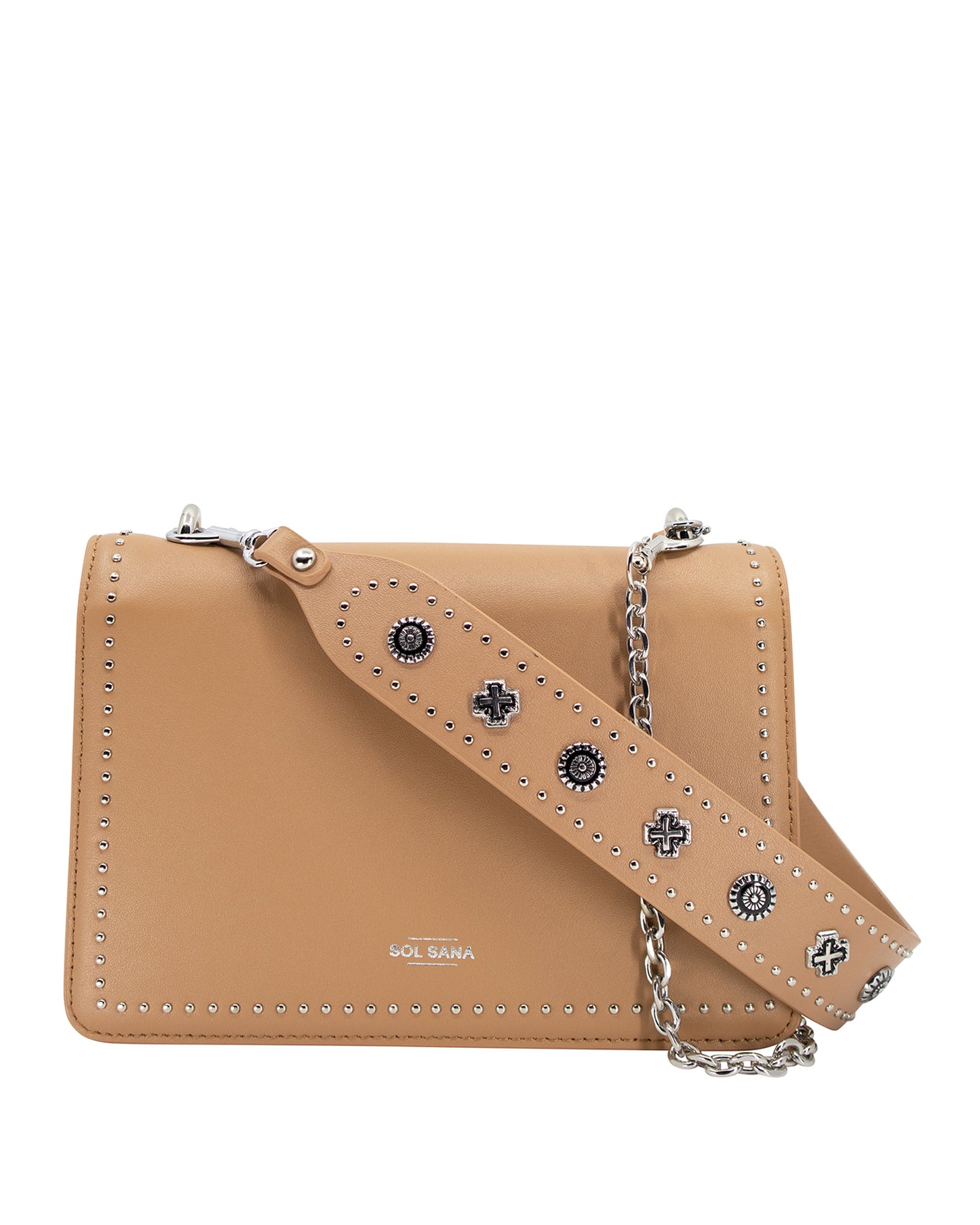 Flap Bag in Tan/Silver