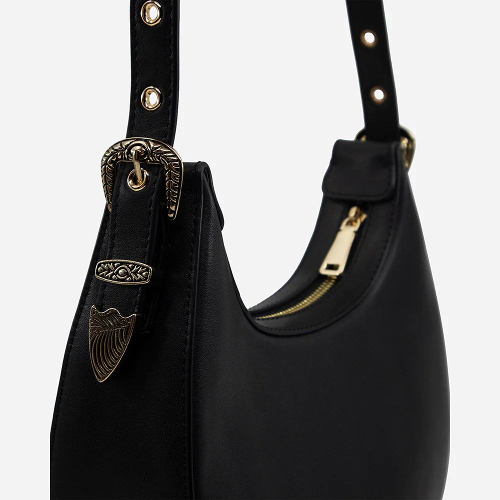 Crescent Bag in Black/Gold