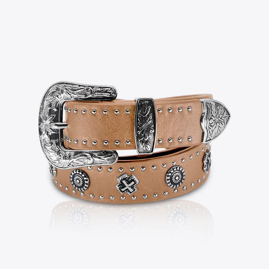 ONE LEFT- Eastwood Belt in Tan/Silver by Sol Sana