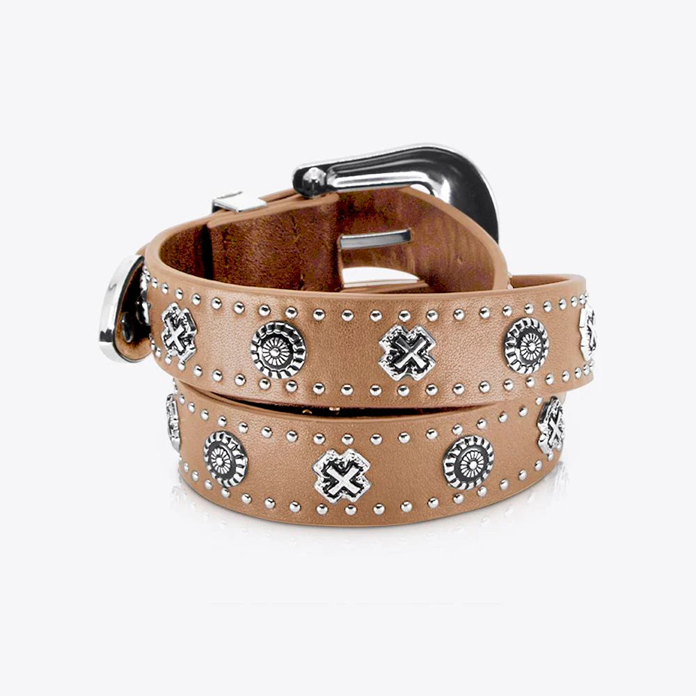 ONE LEFT- Eastwood Belt in Tan/Silver by Sol Sana