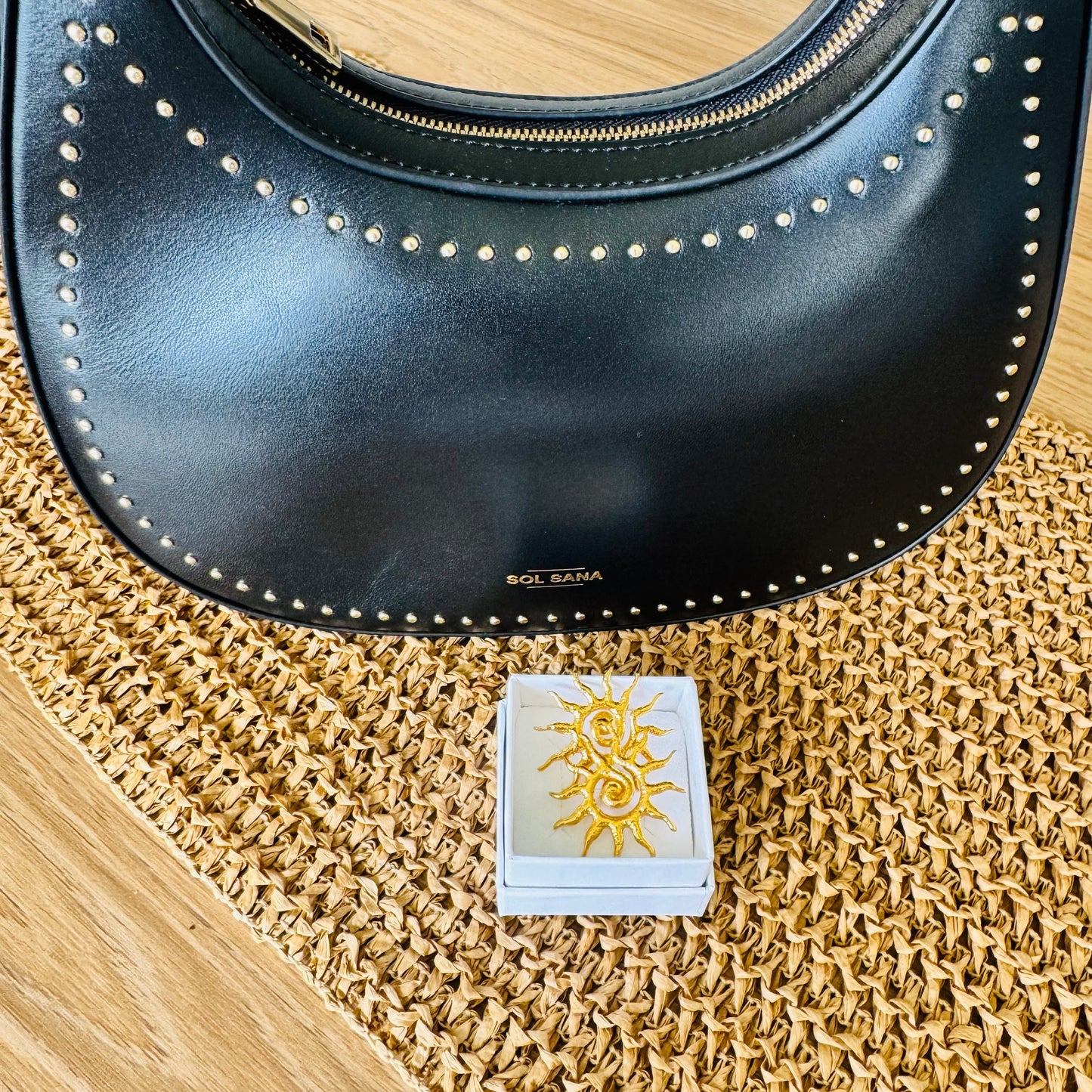 Crescent Bag in Black/Gold