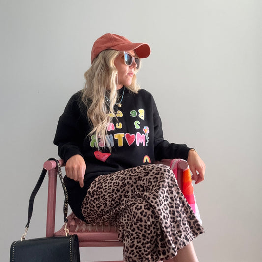 ONE LEFT- Be Good to your Mother Fleece Crew-Black