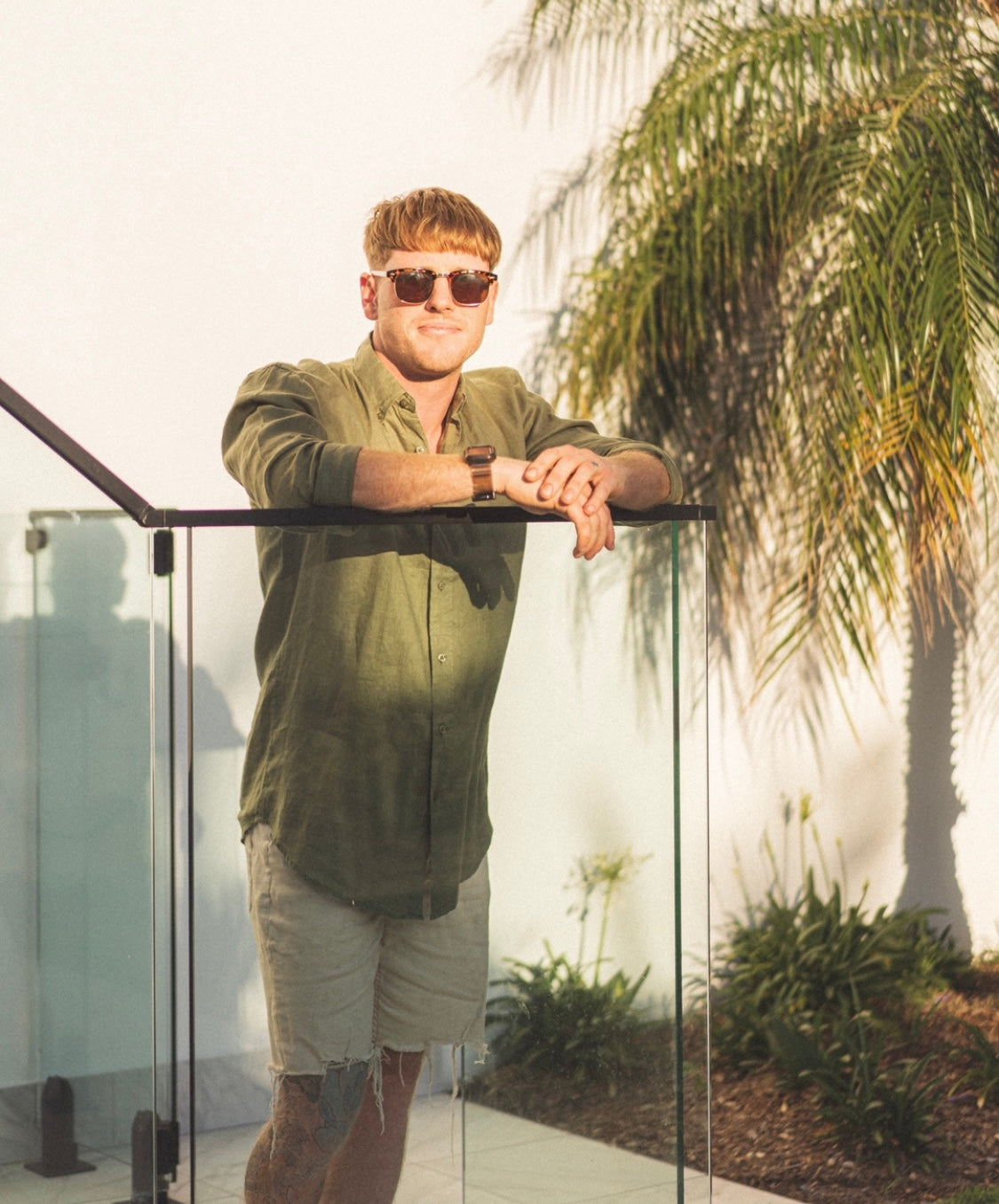 One left- Olive Long Sleeve 100% Linen Shirt