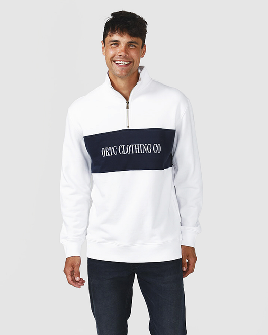 ONE LEFT Unisex Classic Logo Unisex Quarter Zip White