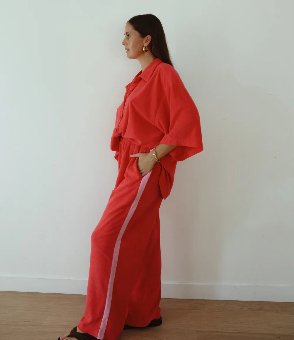 Lucky  Day Terry Pant- Red