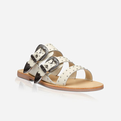 Eastwood Stud Slide in off white/silver by Sol Sana