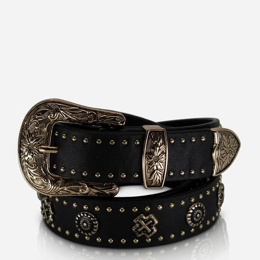 Eastwood Belt in Black/Gold by Sol Sana