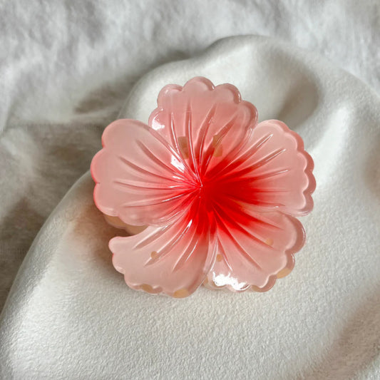 Hibiscus hair clip in Tangerine