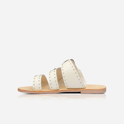 Eastwood Stud Slide in off white/silver by Sol Sana