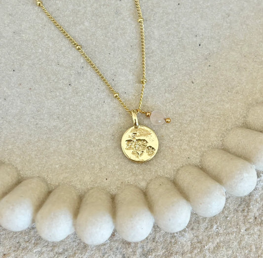 Wildflower necklace- Rose Quartz