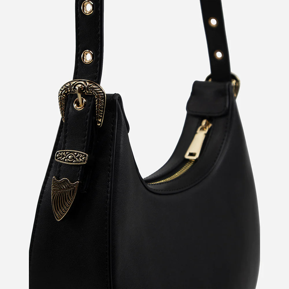 Crescent Bag in Black/Gold