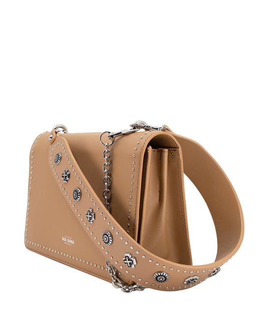 Flap Bag in Tan/Silver