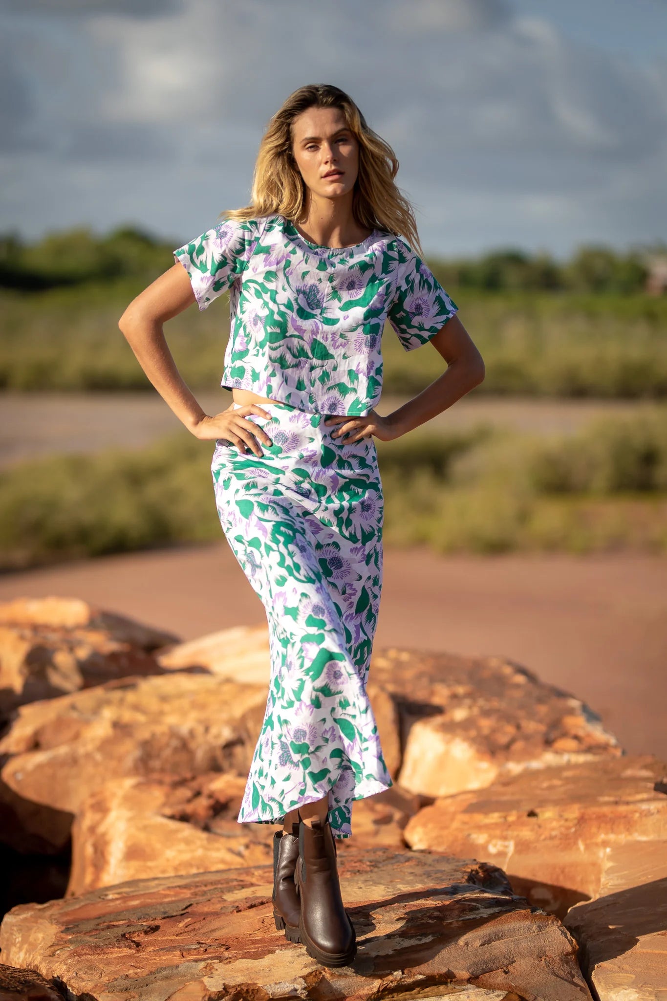 ONE LEFT The Kate Maxi Skirt in Flora