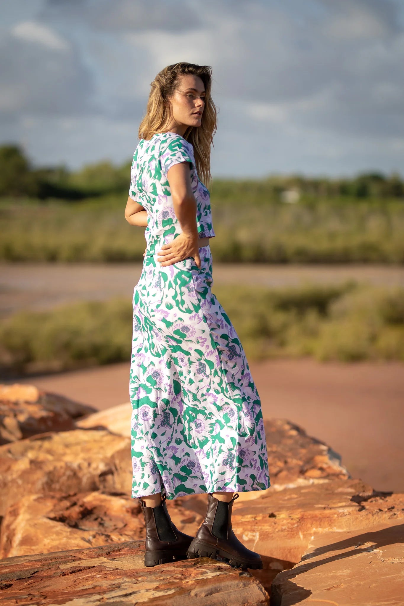 ONE LEFT The Kate Maxi Skirt in Flora