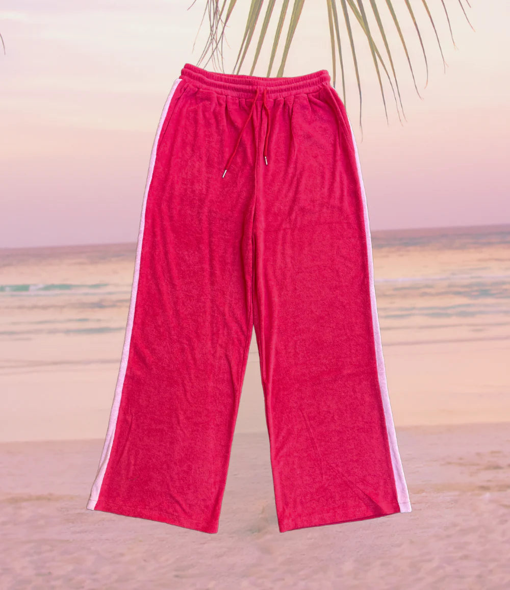 Lucky  Day Terry Pant- Red