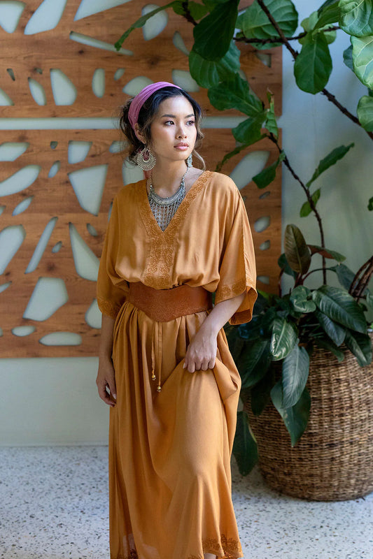 Luna Kaftan Dress in Marigold