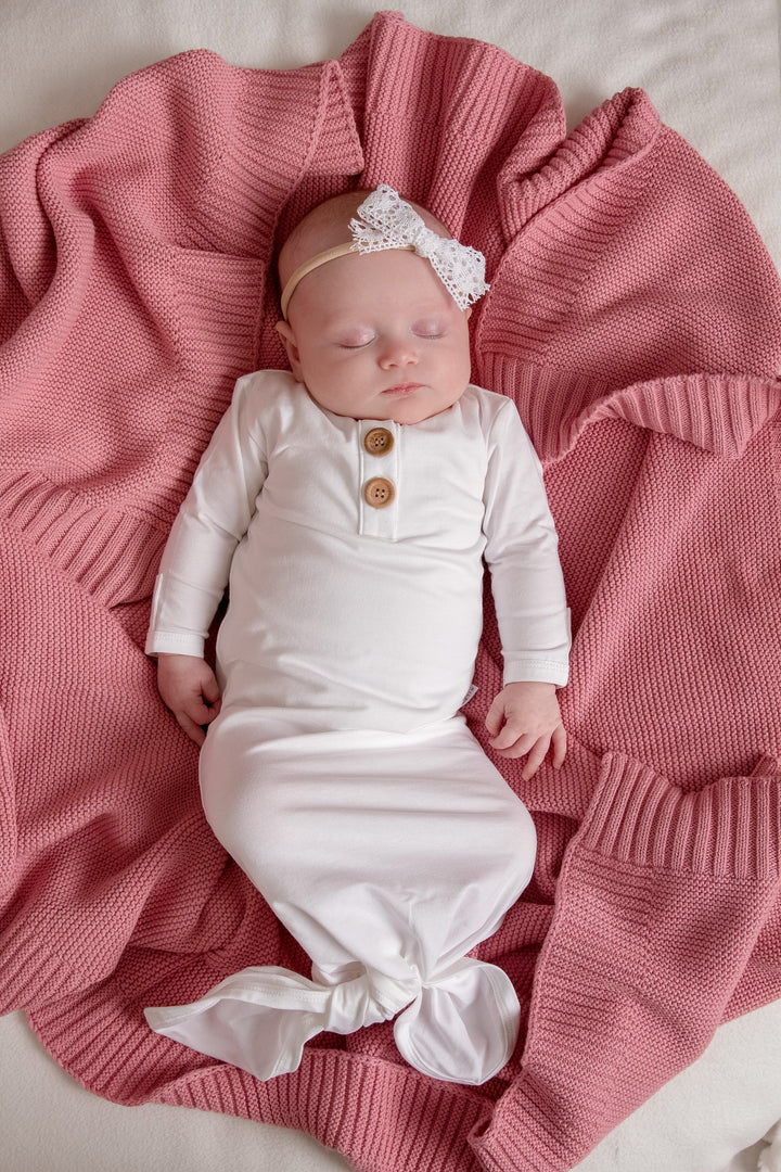 Organic Cotton Knit Baby Blanket Dusty Rose Feather Shack
